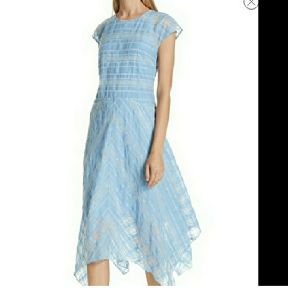 Lewit blue plaid midi dress.